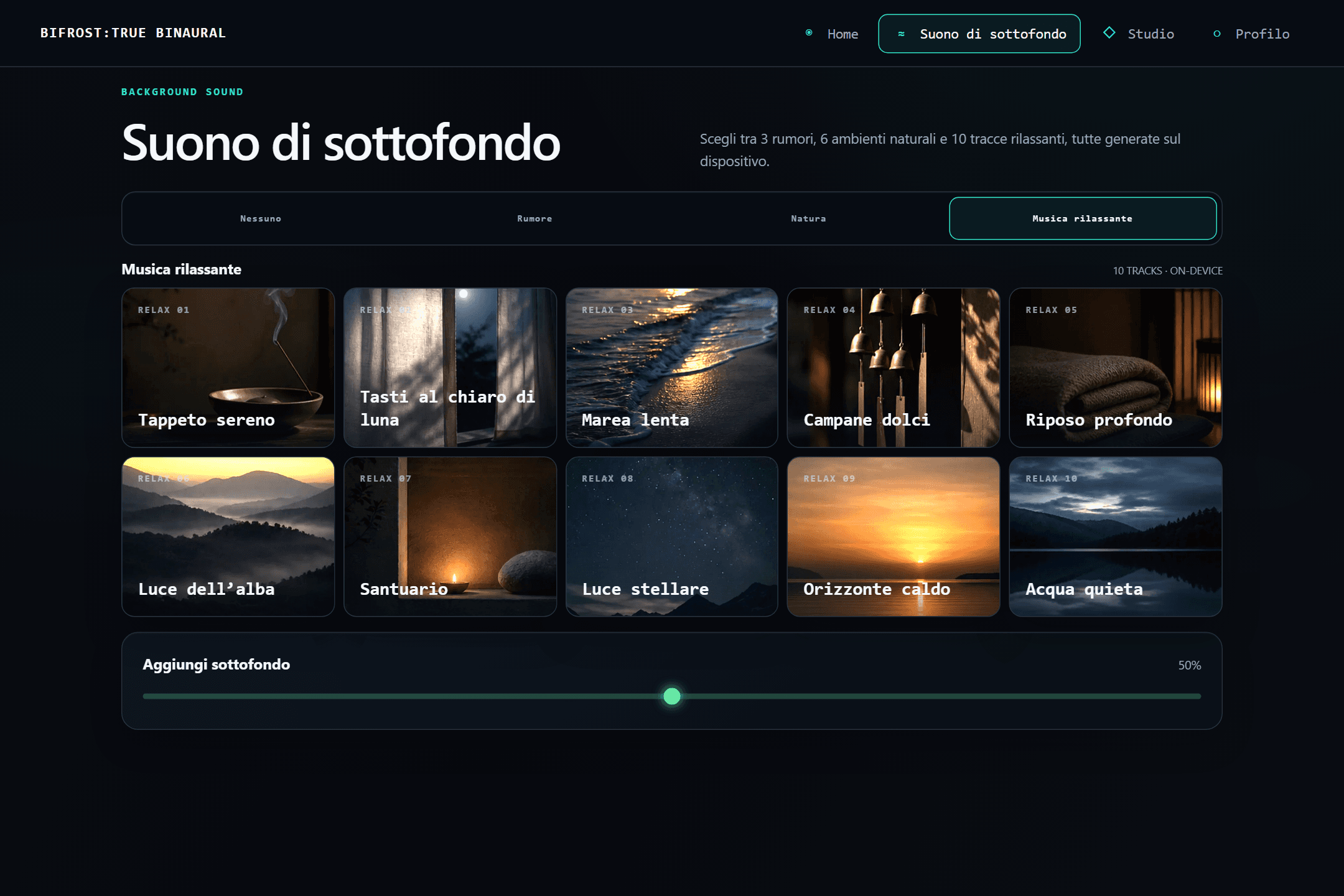 La schermata di composizione sonora di BIFROST, con uno sfondo sovrapposto