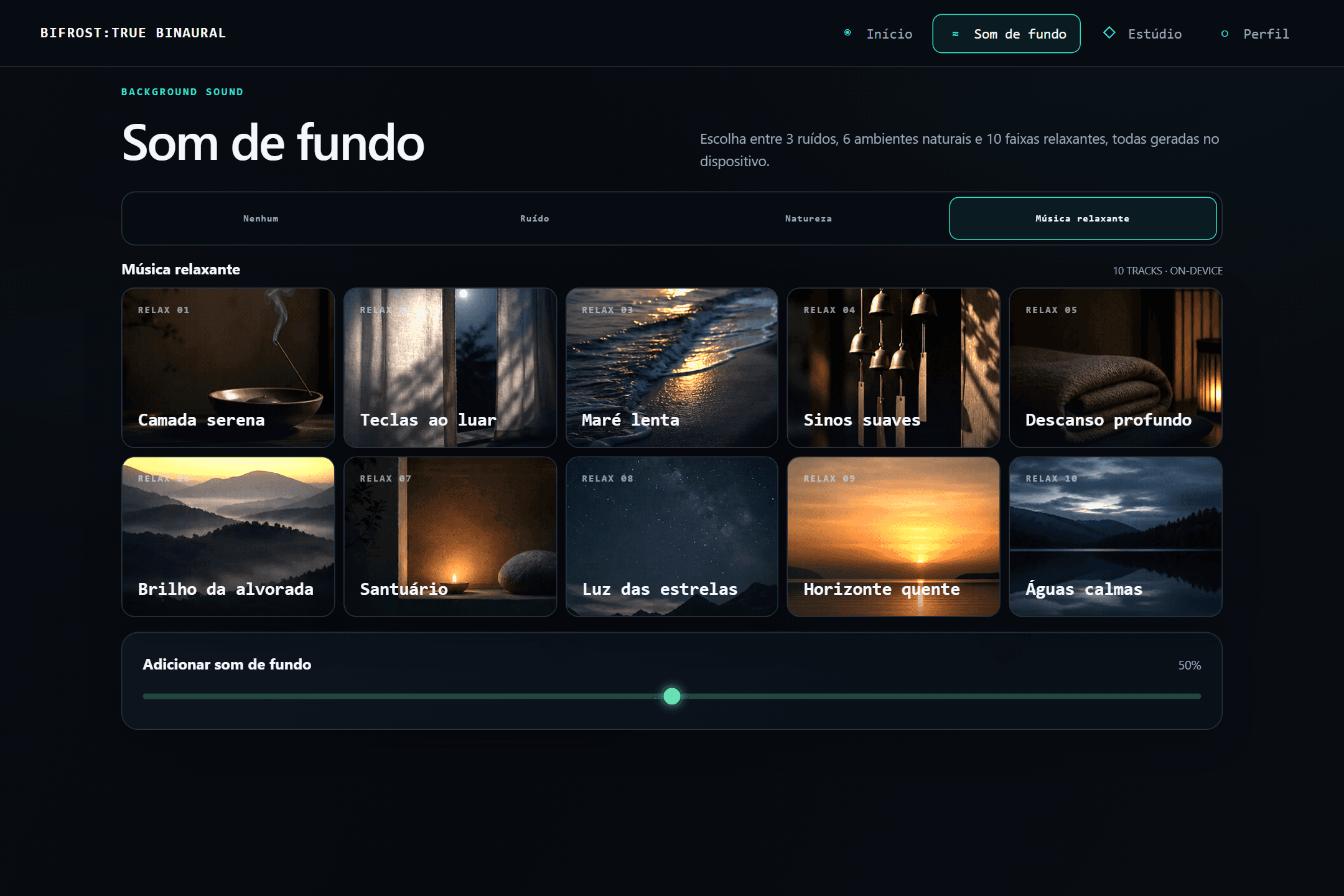 A tela de composição sonora do BIFROST, sobrepondo um som de fundo